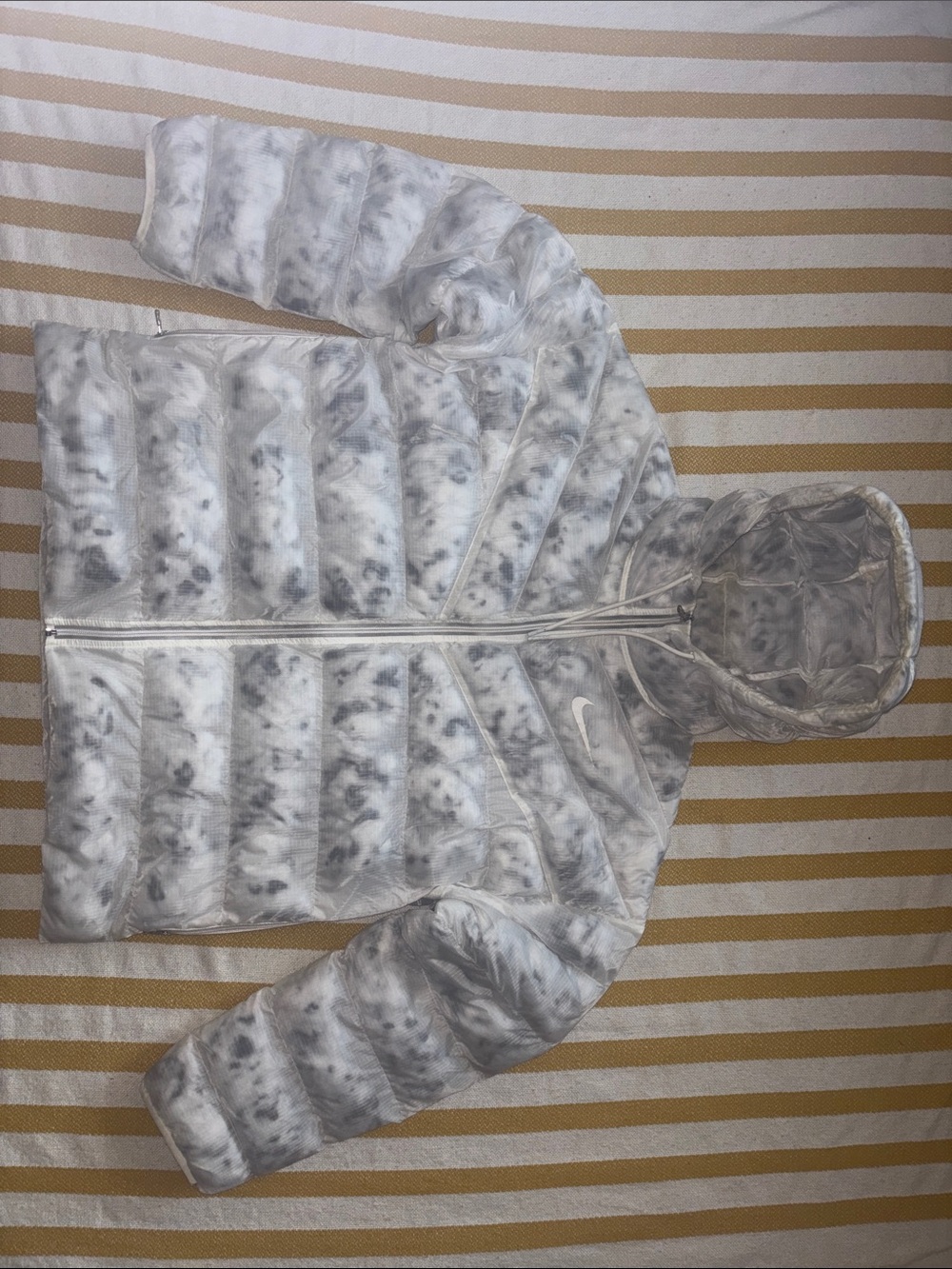 Nike Gray & White Marbled Puffer Coat with Hood